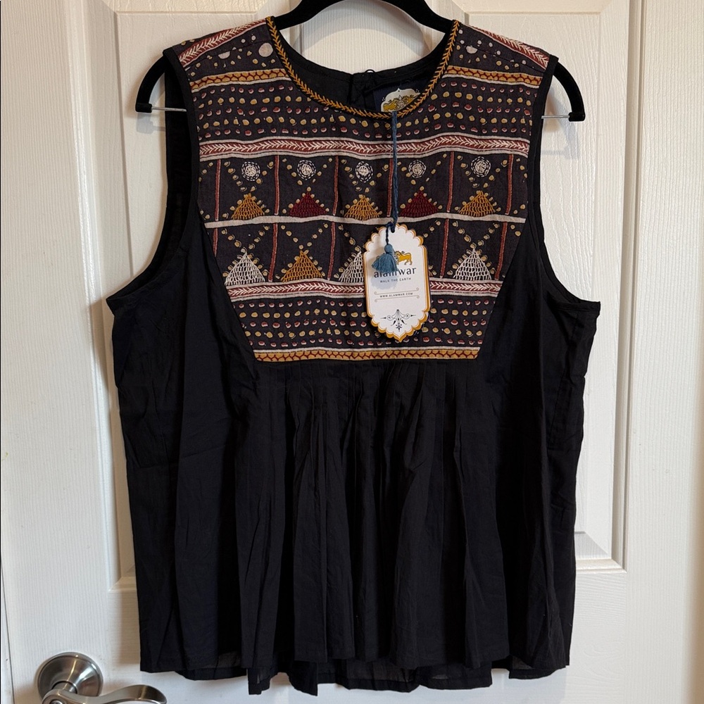 Sundance Alamwar Embroidered Cotton Sleeveless Top